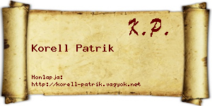 Korell Patrik névjegykártya